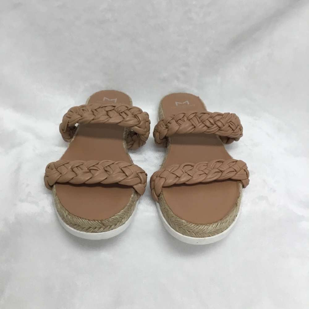 Mark Fisher Jamie Flat Espadrille Slip-on Leather Sandals, Brown (Taupe)